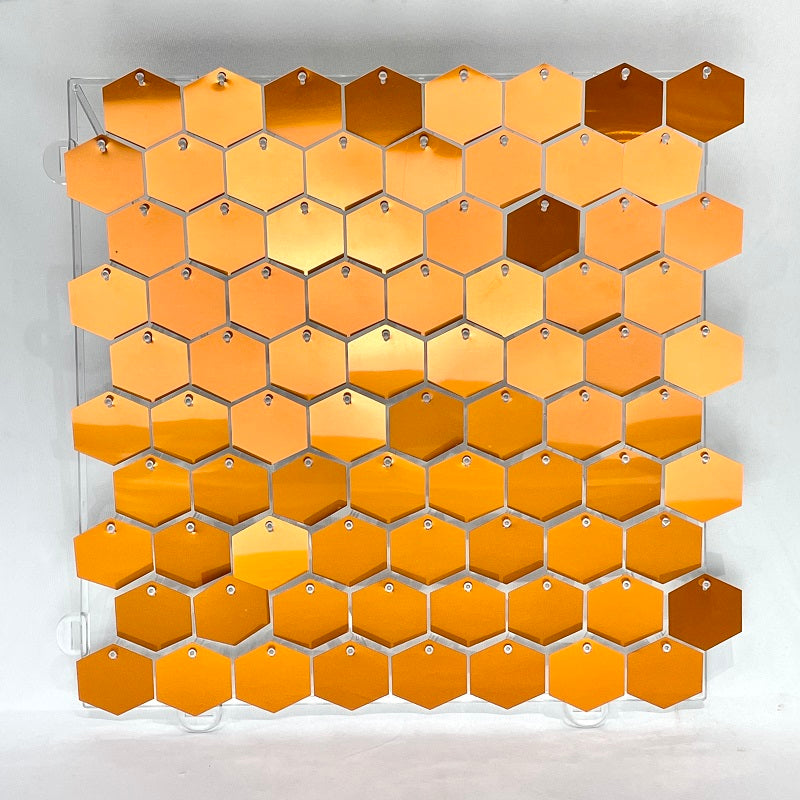 Orange Shimmer Wall Hexagon Sequin Panels Birthday Prom Party Background