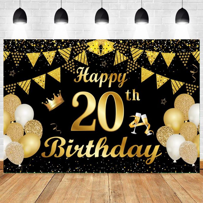 20th-gold-shiny-balloons-birthday-party-backdrop