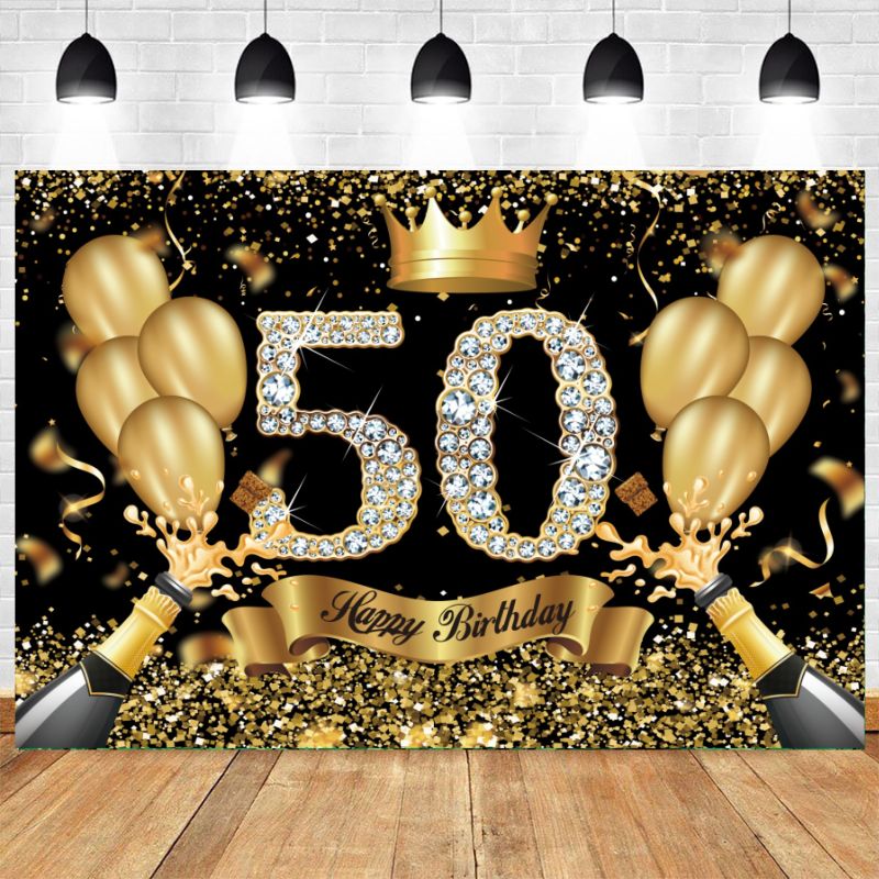 50th-diamond-gold-birthday-party-backdrop