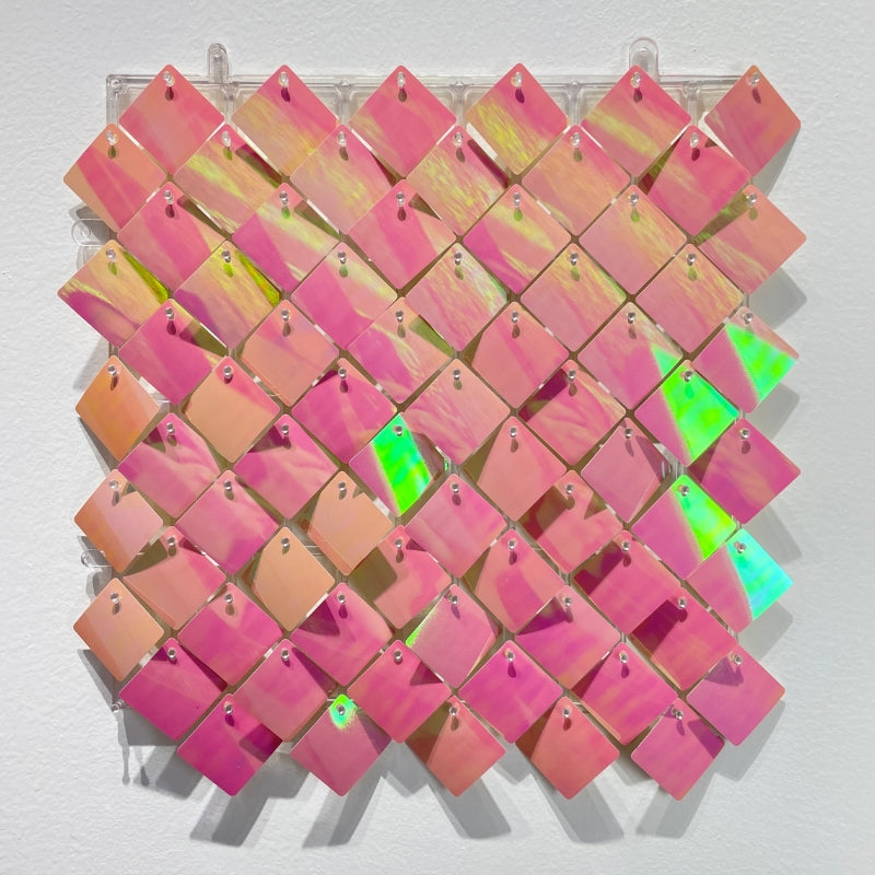 Iridescent Pink Sequin Wall Panels in Rhombus Shape