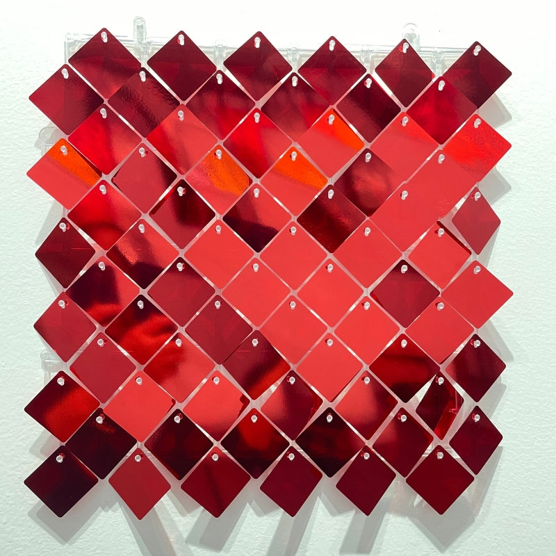 Red Shimmer Wall Backdrop Panels in Rhombus Shape