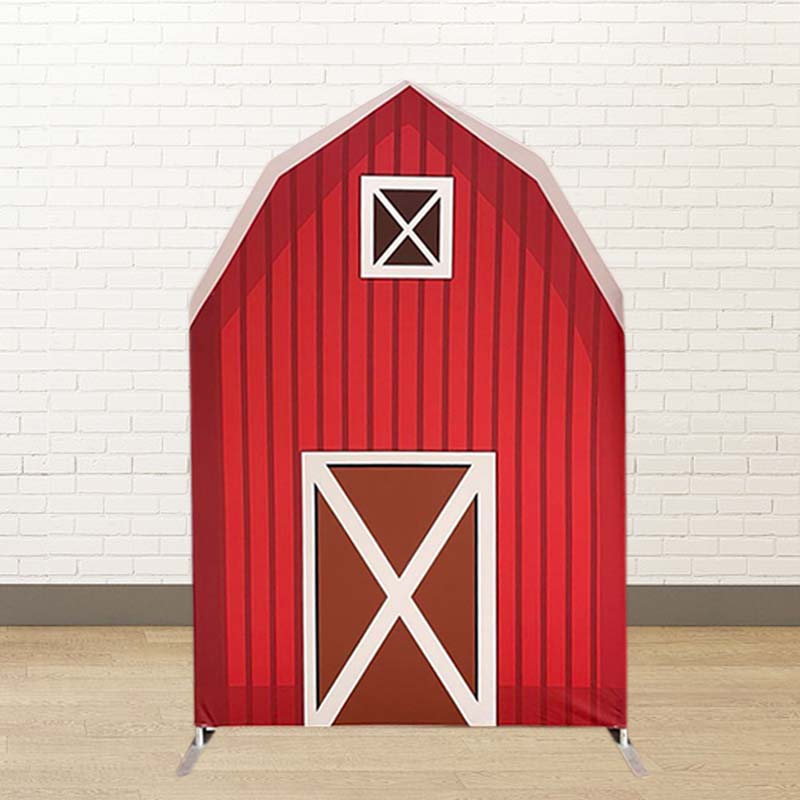 Red Farm Theme Party Barn Backdrop Cover
