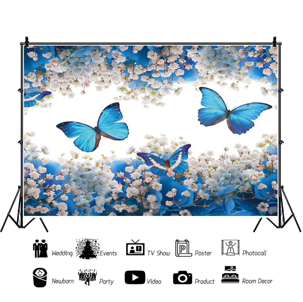 Blue Butterfly Birthday Party And Photography Backdrop