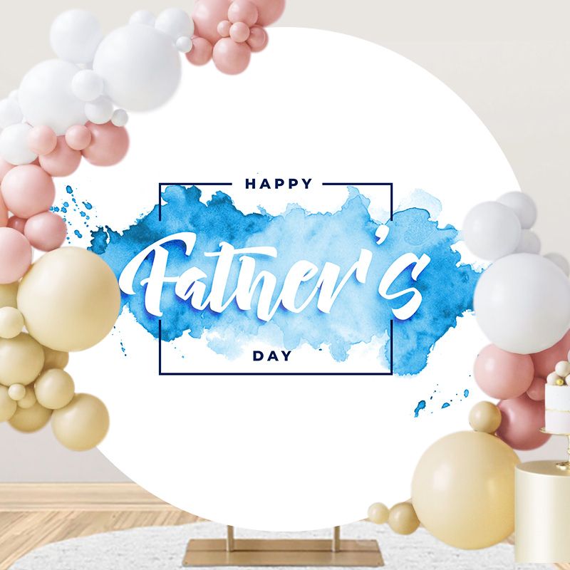 Blue Watercolor Round Backdrop For Father's Day