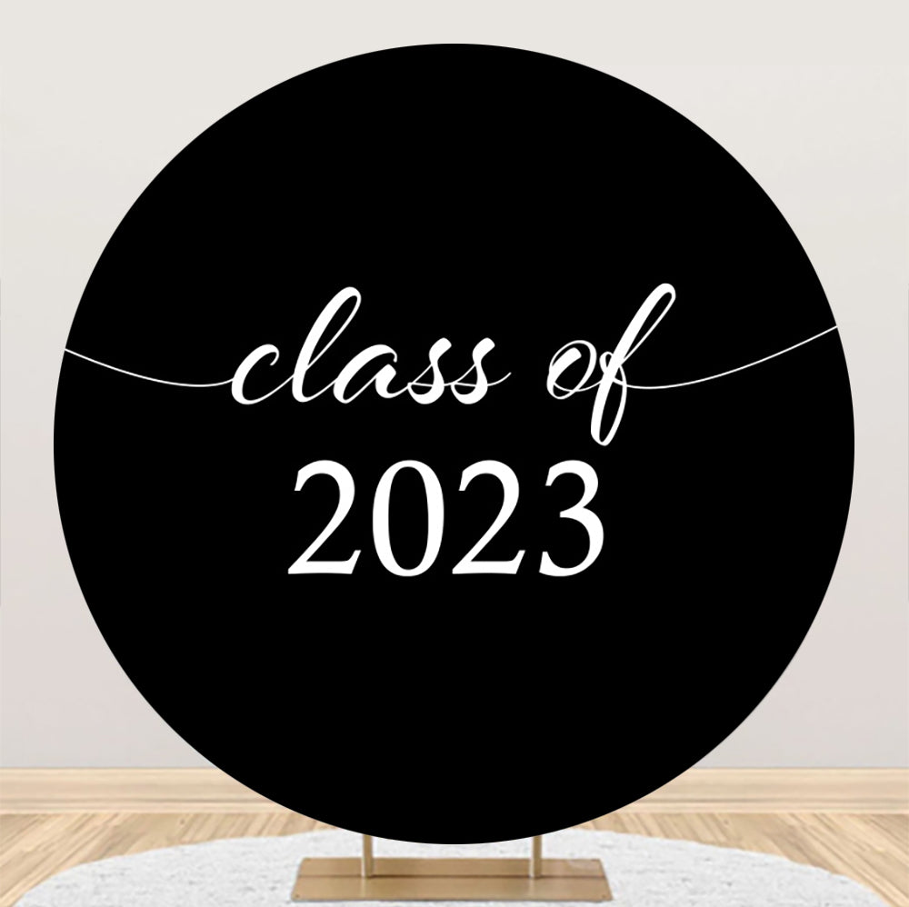 Class Of 2023 Black Congratulations Graduation Round Backdrop