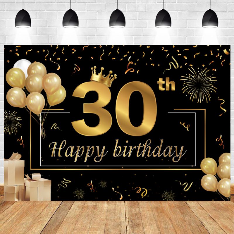 Gold And Black 30th Birthday Party Backdrop