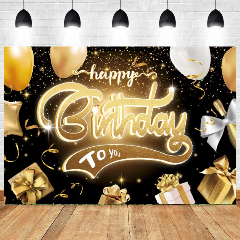 Gold Happy Birthday To You Party Backdrop