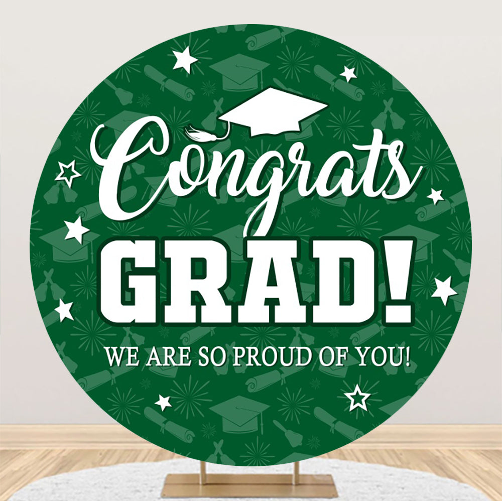 Green Round Party Backdrop Congratulations Graduation