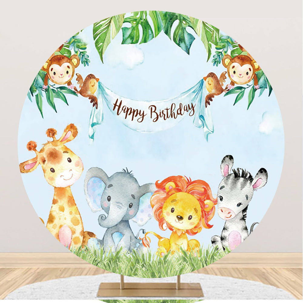 Happy Birthday Safari Theme Jungle Party Backdrop