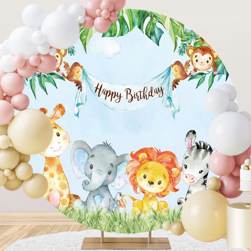 Happy Birthday Safari Theme Jungle Party Backdrop