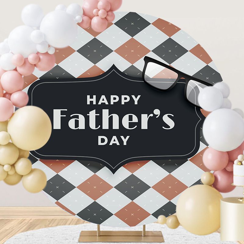 Happy Father's Day Plaid Round Backdrop