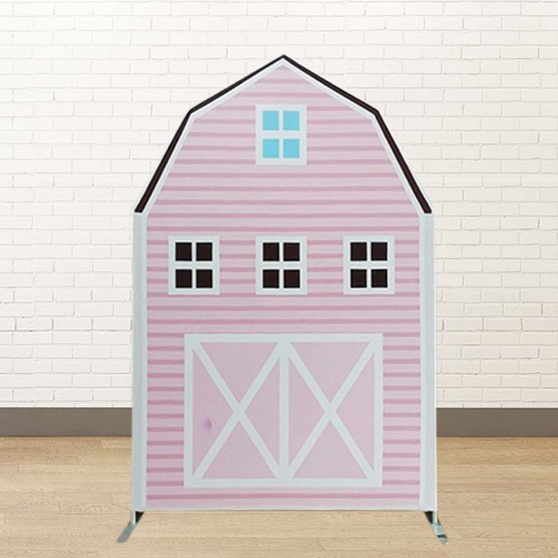 Pink Barn Backdrop Cover For Farm Theme Party