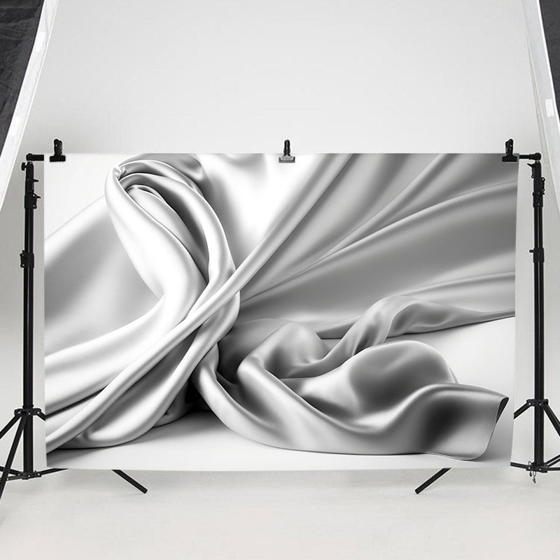 Silver Flowing Silk Portrait Professional Photography Backdrop