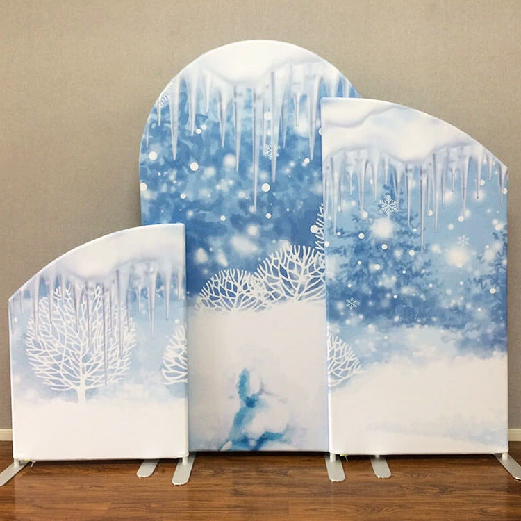 Chiara Arched Wall Backdrop Covers With Snowflake Theme