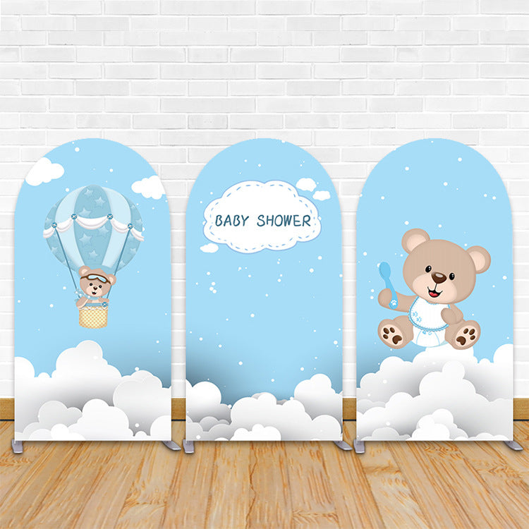 Sky Blue Cartoon Theme Chiara Backdrop Arched Wall Covers For Birthday Baby Shower
