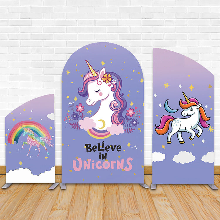 Chiara Arch Backdrop Cover With Unicorns Pattern For Party Baby Shower Birthday