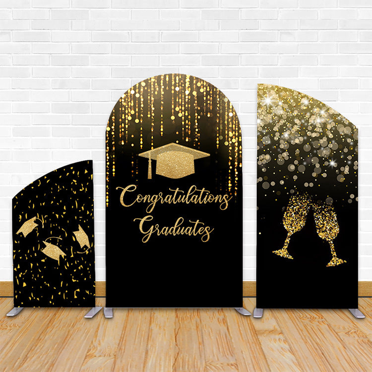 Black With Gold Graduation Theme Party Chiara Arched Frame Covers