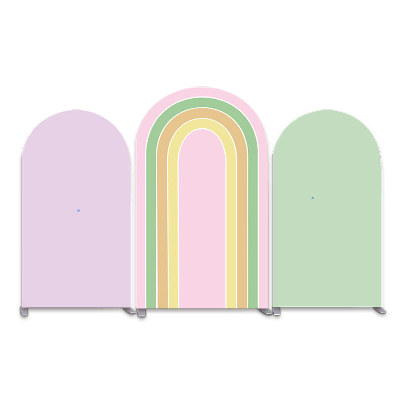 Pink Green Chiara Arch Backdrop Covers For Event Decoration