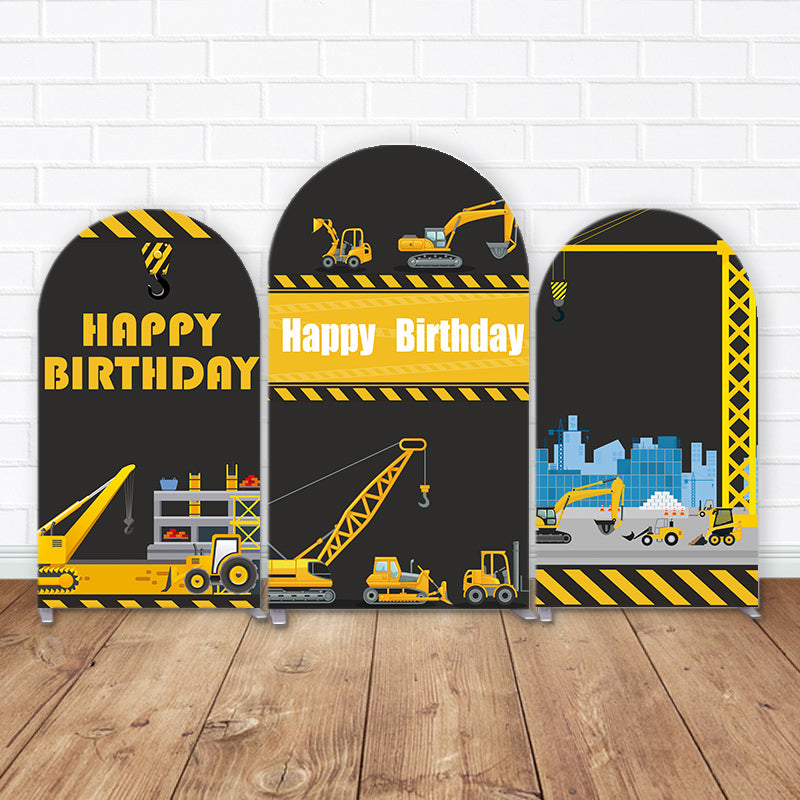 Construction Vehicle Theme Chiara Arched Backdrop Covers