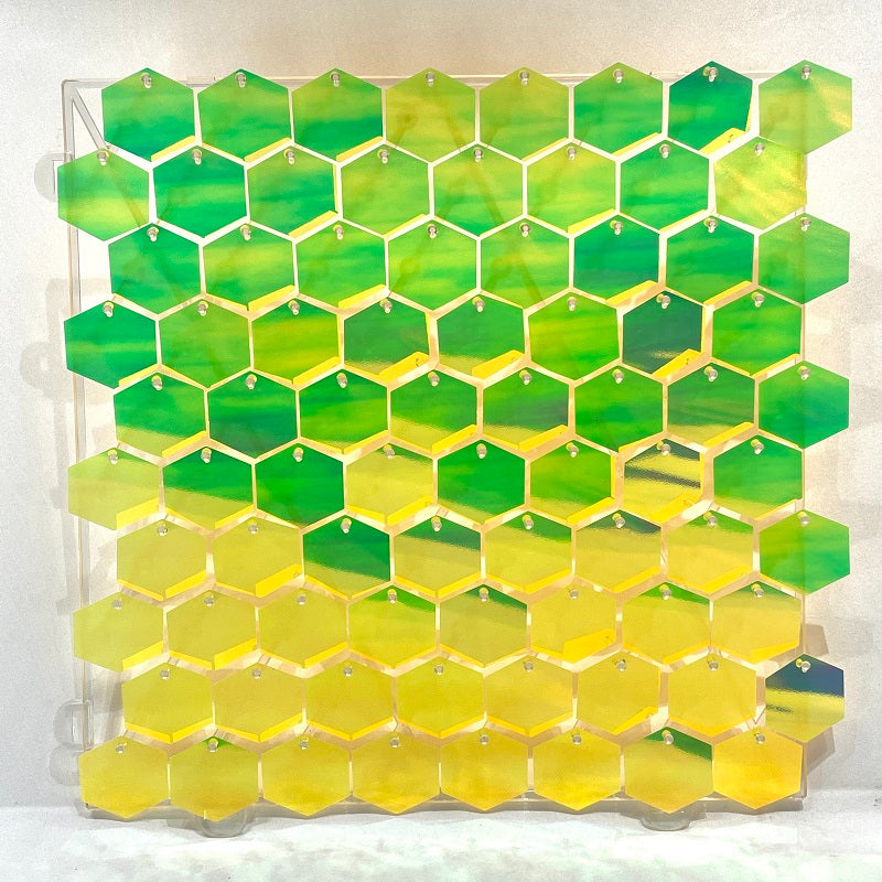 Iridescent Green Hexagon Sequin Panels Shimmer Wall For Party