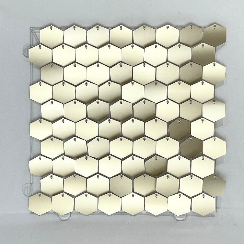 Matte Champagne Gold Hexagon Sequin Panels Shimmer Wall