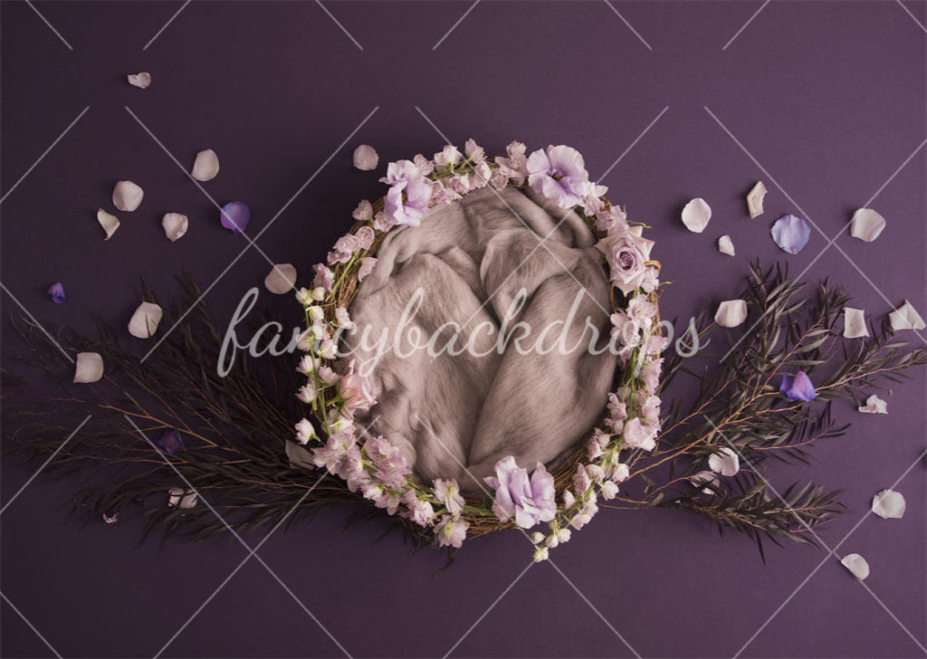 Purple Wreath Newborn Photo Backdrop