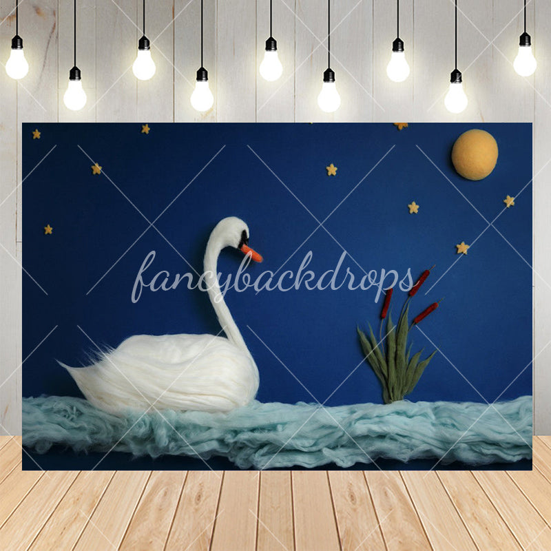 Swan Under The Moon Backdrop For Newborn